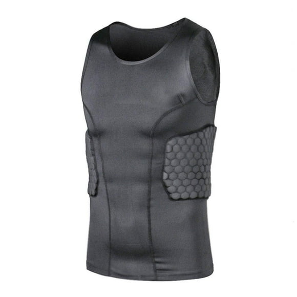Men's Padded Compression Vest Rib Protector Rugby Padded Top Shirt