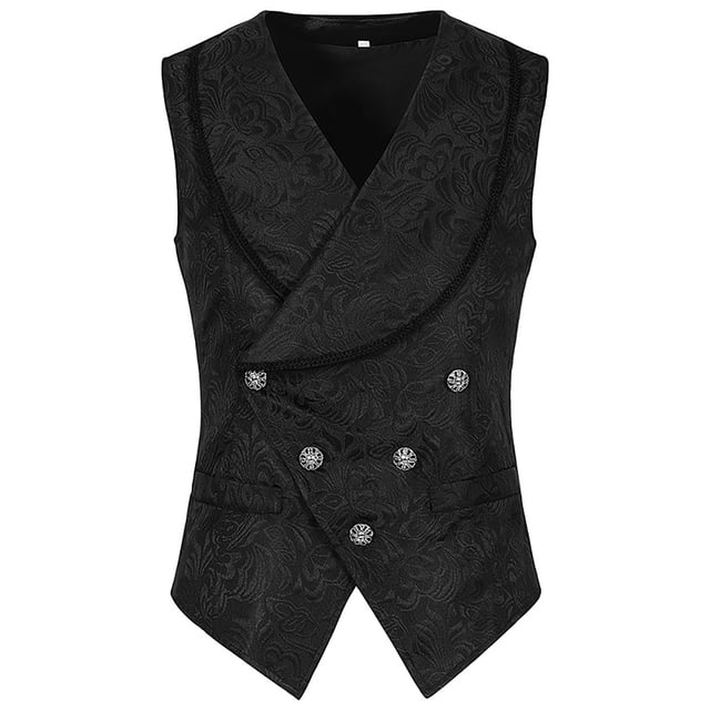 LOVZFMLL Jackets for Men's Medieval Solid Color Stage Irregular Button Sleeveless Top