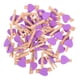 thumbnail image 1 of 50 pinzas de madera con forma de corazón, bonitas pinzas pequeñas para fijar fotos y cuadros (morado)., 1 of 7
