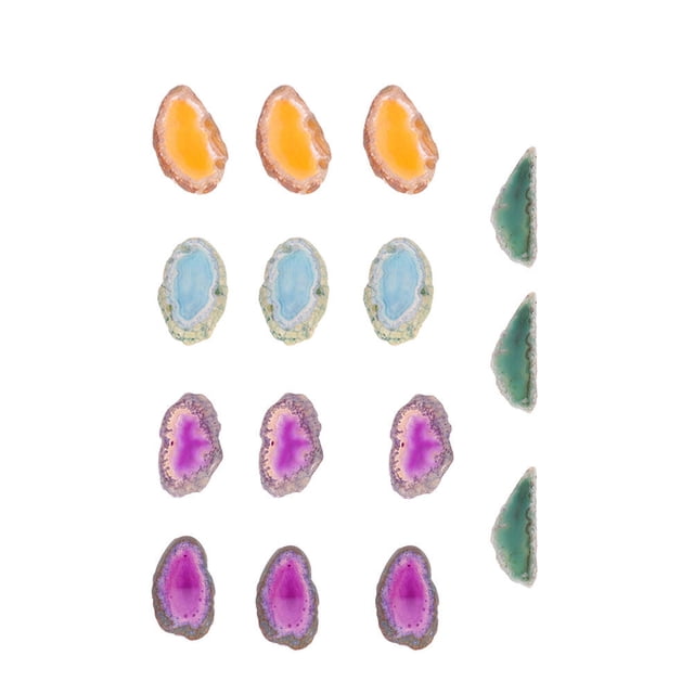 15PCS Natural Colorful Perforated Agate Slices Pendant with Drilled Holes for Windbell DIY Jewelry