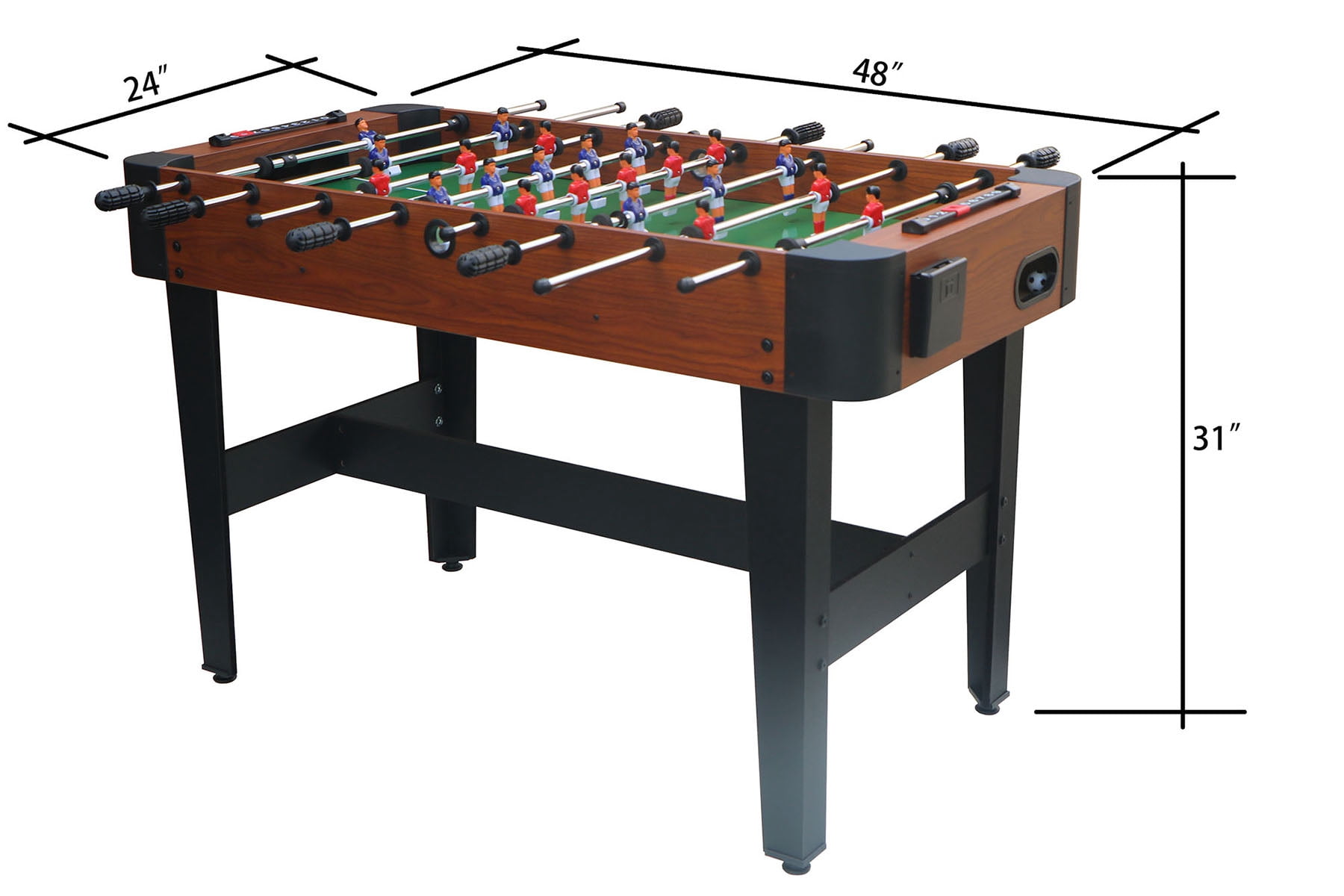 48" Soccer Table in Sleek Black Design - MDF and Steel Family Game Table Perfect for Indoor Play