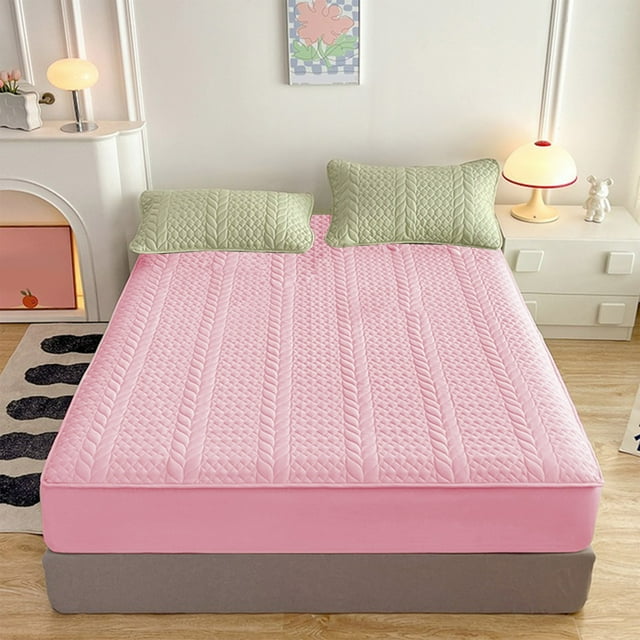 TIMIFIS Fitted Sheet Fitted Sheet Protective Cover For Bed Mattress Pocket Fitted Sheet Winter Warm Breathable Non Slip For Skin Care Bed Sheet Cotton Quilted Fitted Sheet New Home Essentials