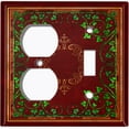 thumbnail image 4 of Metal Light Switch Plate Cover Elegant Green Floral Vine Frame Maroon FRA043, 4 of 13