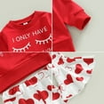 thumbnail image 6 of GYRATEDREAM Infant Baby Girls Valentine's Day Outfits Crewneck Long Sleeve Sweatshirt and Heart Love Print Bell-bottoms Flared Pant Set Toddler Spring Fall Clothes Red for 6M-4T, 6 of 8