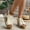 Beige, variant on AXXD Brown Wedge Sandals for Women Summer Round Toe Ladies Beach Shoes Boho Casual Thick Sole Sandals