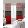 thumbnail image 3 of Red Grey Blackout Curtains 39 Inches Long for Bedroom, Vintage Stripe Farmhouse Wood Grain Ombre Thermal Insulated Room Darkening Black Out Window Curtain Panels Grommet Drapes for Living Room, 3 of 8