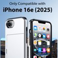 thumbnail image 7 of Benbenjaytek for iPhone 16e Wallet Case with Card Holder + 2 Tempered Glass Screen Protector Protective Shockproof Hidden Card Slot Slim Case Women Men for iPhone 16e 6.1" (Silver), 7 of 7