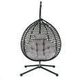 thumbnail image 4 of Harper & Bright Designs Hanging Egg Chair with Stand, Patio Wicker Hanging Chair, Indoor and Outdoor Hammock Swing Chair, 330 LBS Capacity for Bedroom Balcony Garden, Black+ Gray, 4 of 10