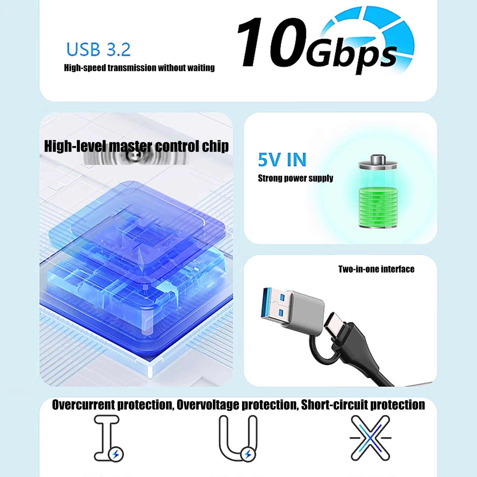 Portable USB C Hubs Adapter Aluminum Alloy USB 3.2 10Gbps SDTF Card Reader Plugs and Play for Laptop