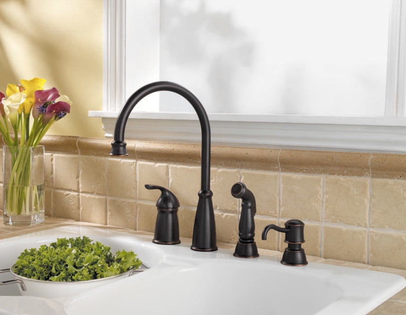 Avalon 1-Handle Kitchen Faucet with Side Spray & Soap Dispenser in Stainless Steel