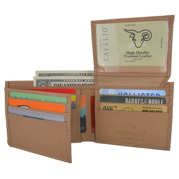 Bifold Mens Genuine Leather Multi-Card ID Holder Wallet by Cavelio