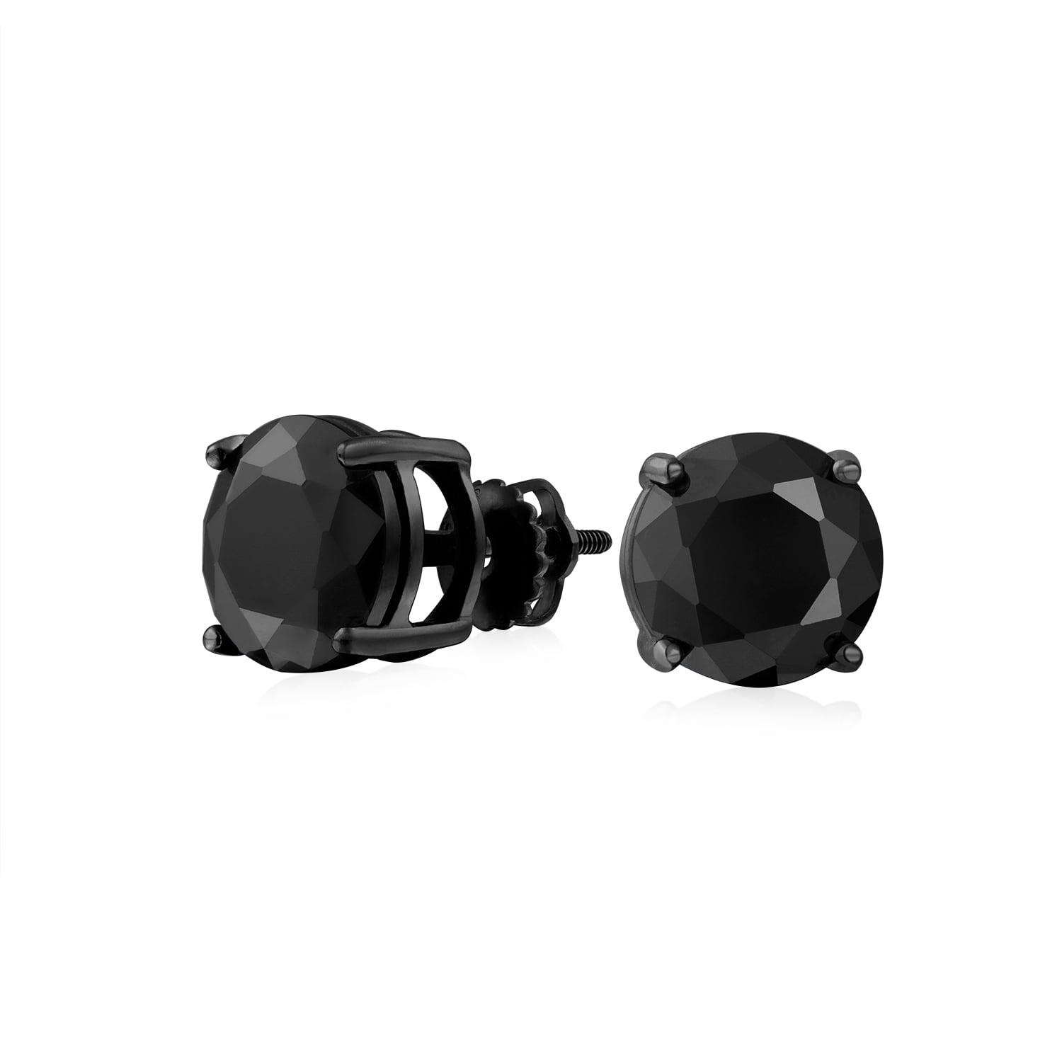 Black Round Cubic Zirconia Stud Earrings Men Women Earring Set Cubic Zirconia 