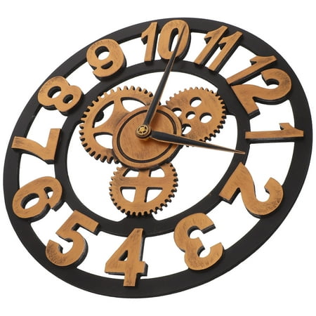 Milisten Decorative Iron Wall Clock with Non Ticking Gear and Modern Industrial Style