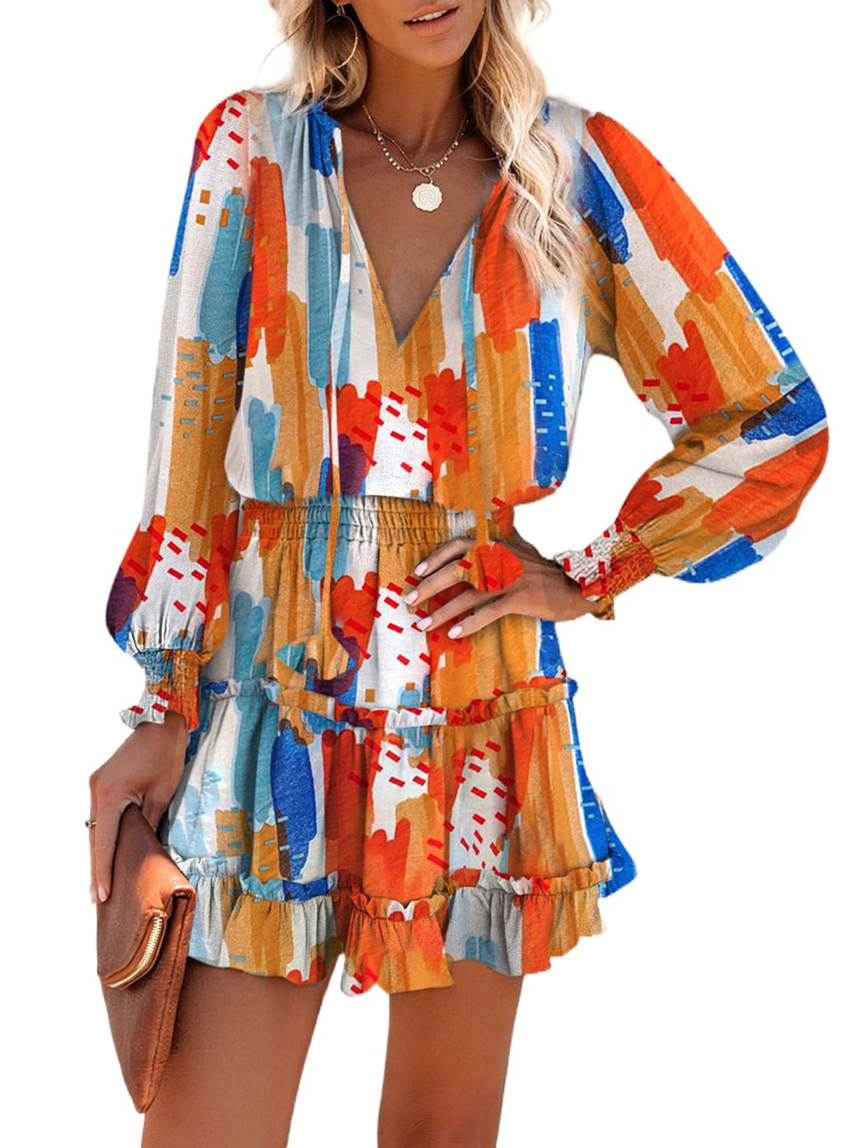 FashionSierra - New Women's Peasant Ethnic Boho Long Shirt Vest Dress Summer Casual Long Sleeve Loose Kaftan Maxi Dress Sundress Plus Size main image 0