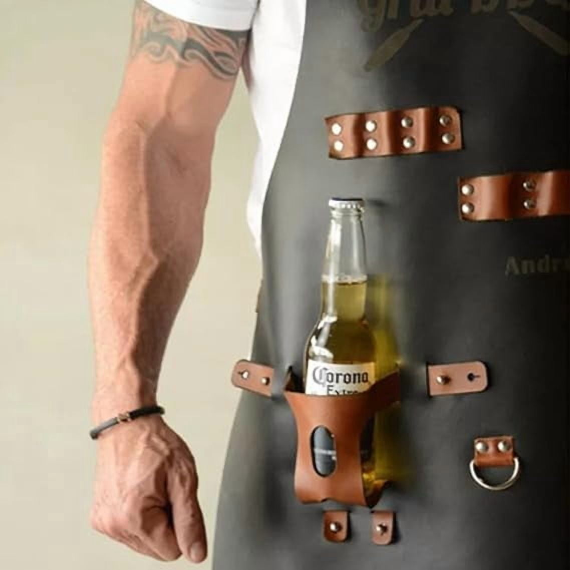 Leather Apron for Men & Women - Premium BBQ, Butcher, Chef Apron with Adjustable Straps & Pockets-(Pu Leather Brown)