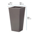 thumbnail image 5 of Step2 Tremont Dark Cedar Plastic Square Tapered Indoor and Outdoor Tall Planter, 5 of 5