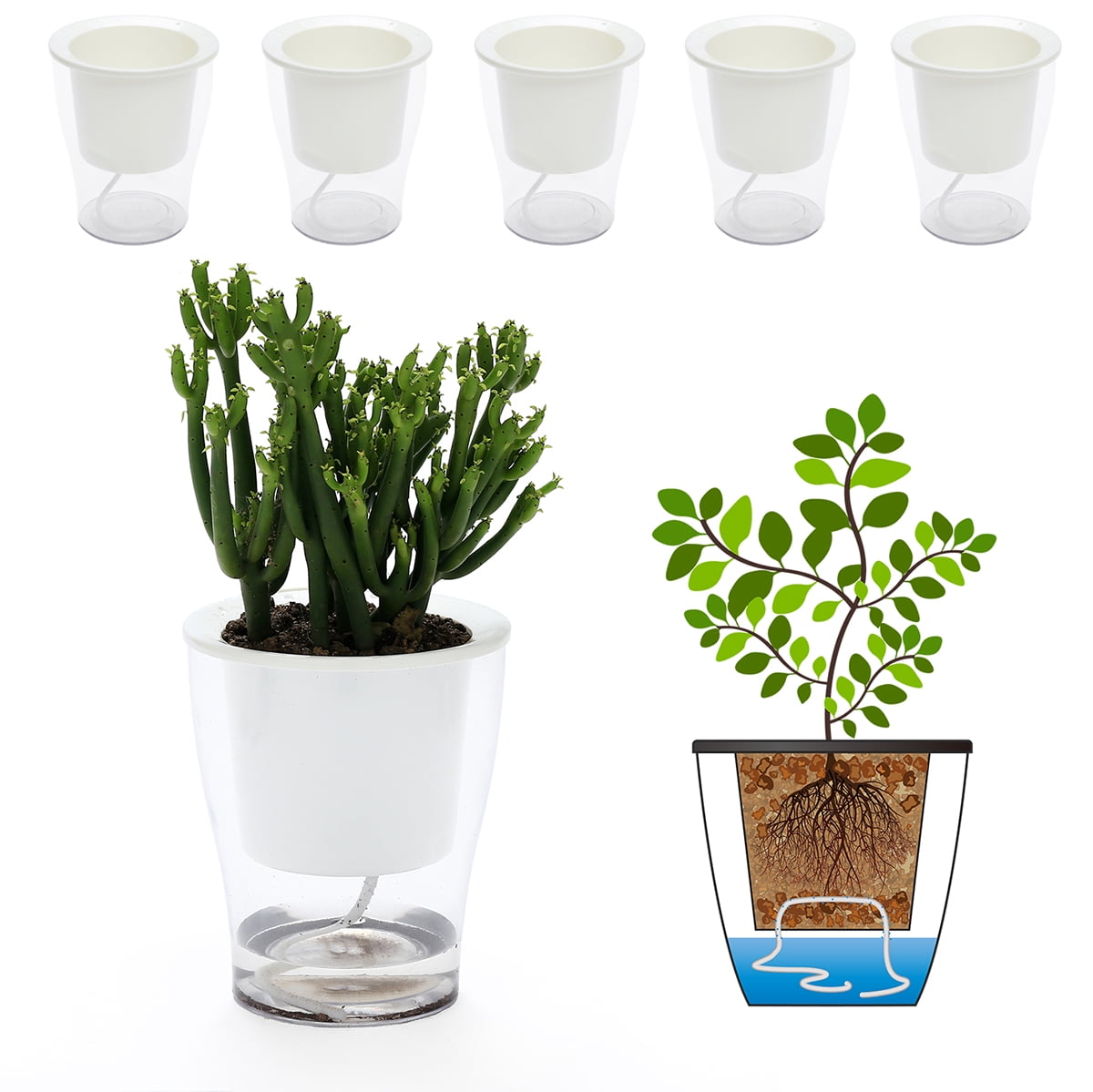 2pcs Self Watering Plant Flower Pot Water Container PET Planter Garden Tools 