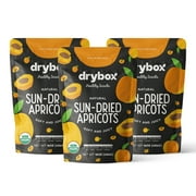Drybox Organic Unsulfured Sun Dried Turkish Apricots, 3 Pack Unsulfured Unsweetened No Sugar Added, Non-GMO for Snacking, Baking, and Cooking,Apricots in Resealable Bags 16oz - 3 Packs, Total 3 lbs
