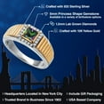 thumbnail image 2 of Gem Stone King 925 Silver and 10K Yellow Gold Green Mystic Topaz and White Lab Grown Diamond Statement Ring for Men | 0.96 Cttw | Princess 5MM | Gemstone November Birthstone | Size 9, 2 of 5