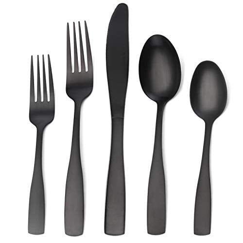 Matte Black Silverware Set, Satin Finish 20Piece Stainless Steel