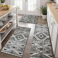 thumbnail image 2 of White Geometric Diamond Striped Pattern Kitchen Rugs Sets Of 3,Kitchen Runner Rugs Non Skid Washable,Decorative Kitchen Floor Mats for Kitchen,Sink,Laundry,17"x30"+ 17"x47" + 17"x59", 2 of 6