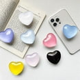 thumbnail image 2 of Cute Solid Macaron Color Heart Shape Collapsible Mobile Phone Grip Stand Holder for Smartphone Tablet Cell Phone Accessory, 2 of 2