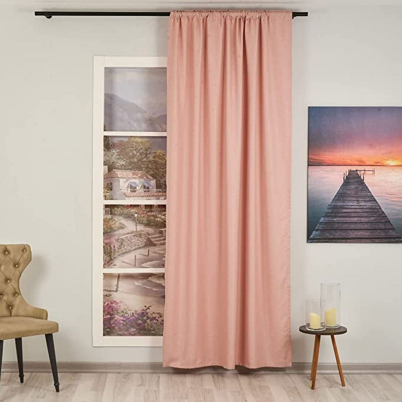 3S Brother's Home Decorative Baby Pink Curtains Extra Long Luxury Colors Linen Look Custom Made 5-25 Feet Made in Turkey Hang Back Tab ( 1 Panel ) Home Décor -(52"Wx204"L)
