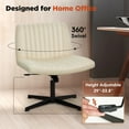 thumbnail image 4 of HYJY Criss Cross Chair,Armless Cross Legged Office Chair,Wide Comfty Desk Chair with No Wheels Modern Height Adjustable,Swivel Fabric Vanity Chair Computer Task Chair (Pack of 1, Beige), 4 of 7