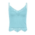 thumbnail image 4 of MYAOYINo Boundaries Womens Lace Trim Cami Ribbed Spaghetti Strap V-Neck Tank Top, 4 of 6