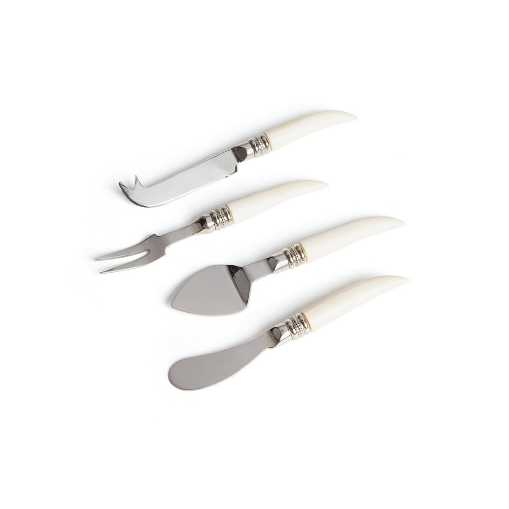 Hip Vinatge Sumter Cheese Knife Set S/4 Polished Nickel 4piece Bone
