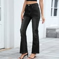 thumbnail image 1 of Nuoqisi Pantalon en Denim Extensible à Taille Mi-Haute pour Femmes avec Poches Évasées - Jeans Rétro Modernes avec Ourlet Évasé pour un Style de Rue Décontracté et un Confort au Quotidien, 1 of 7