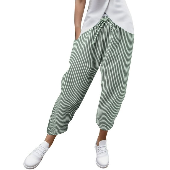 Sngxgn Womens Lounge Pants Slacks Drawstring Casual Wide Leg Pants for Women Trousers(Green,XXL)