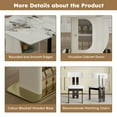 thumbnail image 6 of 5-Piece Dining Table Set, 63" Charred Stone Kitchen Table Set with Glass Storage Cabinets and 4 Velvet Chairs, Dining Room Table Set with Golden Base, Black, 6 of 6