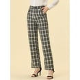 thumbnail image 2 of DARING DIVA Women's Plaid Trousers Pockets Straight Leg Casual Pant XL Black Beige, 2 of 6