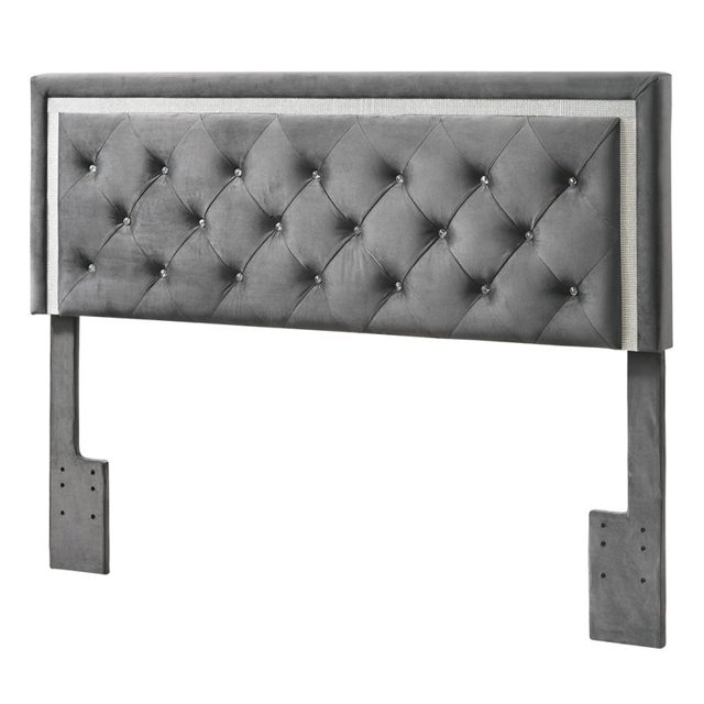 Reine/tête de Lit en Velours Touffeté Gris Foncé
