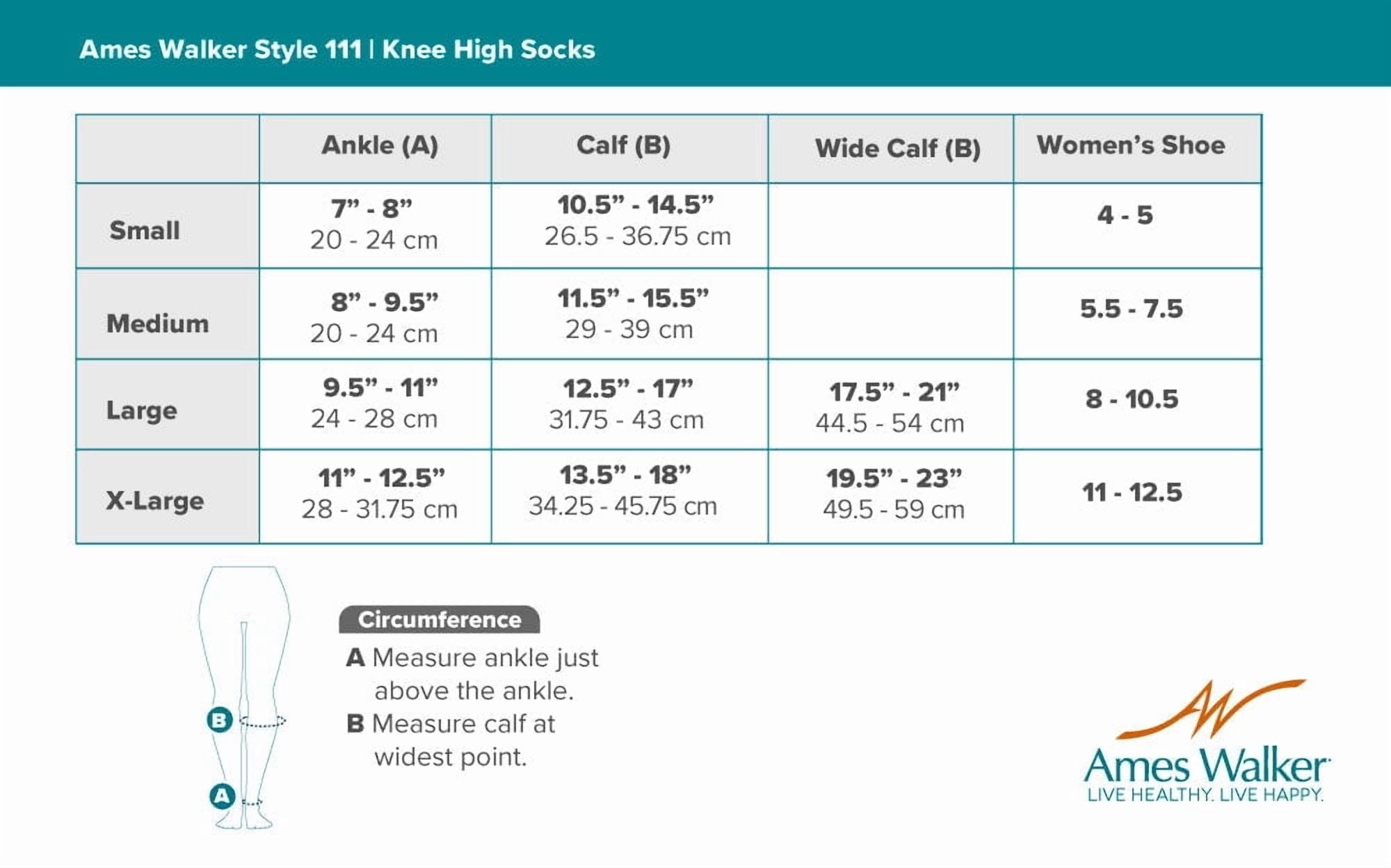 Ames Walker AW 111 Cotton Knee High Trouser Socks 20-30 mmHg