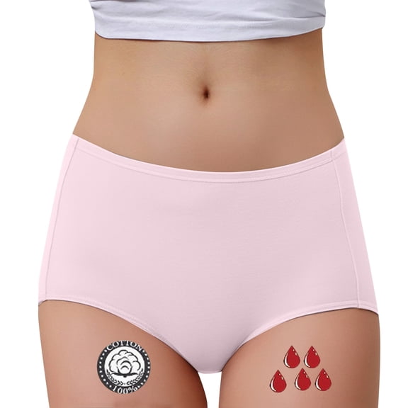 Xijirk Panties for Women,Leak Proof High Waist Menstrual Underwear Breathable Comfort for Period And Confidence,Womens Underwear,L,Light Pink