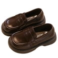thumbnail image 2 of Trushoes Girls Brown Loafers - Slip On PU School Shoes, Easy Clean Durable Round Toe for 3.5-10.5 Years,Size 28, 2 of 9