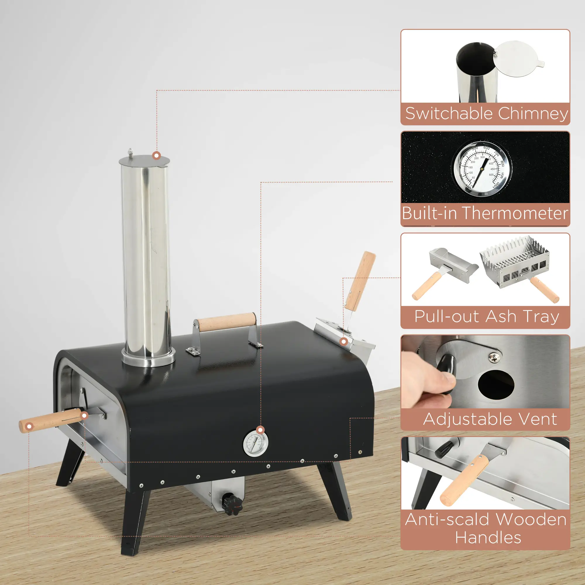Outdoor Pizza Oven with 12" Rotating Stone