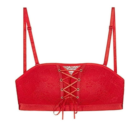 Clearance!Uooqdmx Bras for Women Strapless Bra Strapless Stealth Bra Wire Bra Brassiere Tira Underwear Comfortable Bras for Women Red 80B