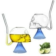 thumbnail image 4 of Halloween Skull Glass Cup Wine Glass Multipurpose Clear Skull Face Drinking Cup for Cocktail Margarita Whiskey Juice for Halloween Themed Party Decorations Gifts Blue, 4 of 9