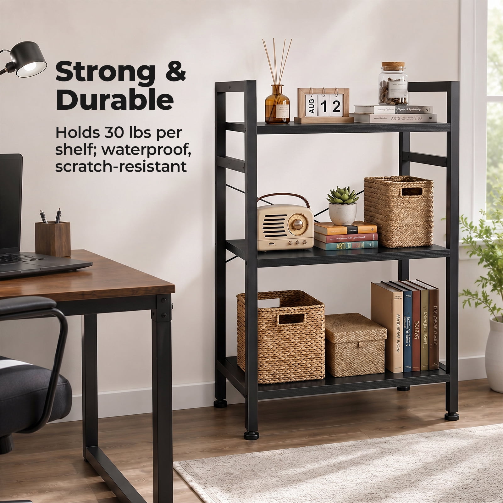 Alvantor 3/4-Tier Industrial Bookshelf, Narrow Storage Rack classical-style shelves for living rooms, homes, and offices
