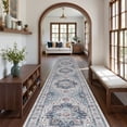 thumbnail image 2 of Roxstand 2'x12' Washable Runner Rug for Hallway Entrance Bedroom Entryway, Vintage Non Slip Stain Resistant Kitchen Rugs, Blue, 2 of 10