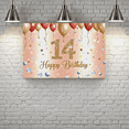thumbnail image 5 of Sparkling 14th Birthday Backdrop Banner with Glittery Stars and Swirls Happy Birthday Party Decorations Photography Props Party Supplies Background, 5 of 7