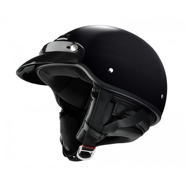 Raider Motorcycle Half Helmet w/ Curtain DOT Approved, Gloss Black