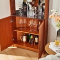 thumbnail image 4 of UZUGUL Dark Oak 5-Tier Corner Storage Bookcase, Triangular Back for Corner, Curio Cabinet, Adjustable Shelves, for Living Room, 4 of 8