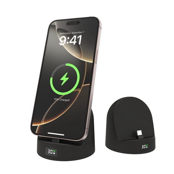 Fast Charging Station for iPhone/Samsung/Android,Silicone Charging Dock with LED Power Display,Charging Stand with USB-C,Charging Holder Black
