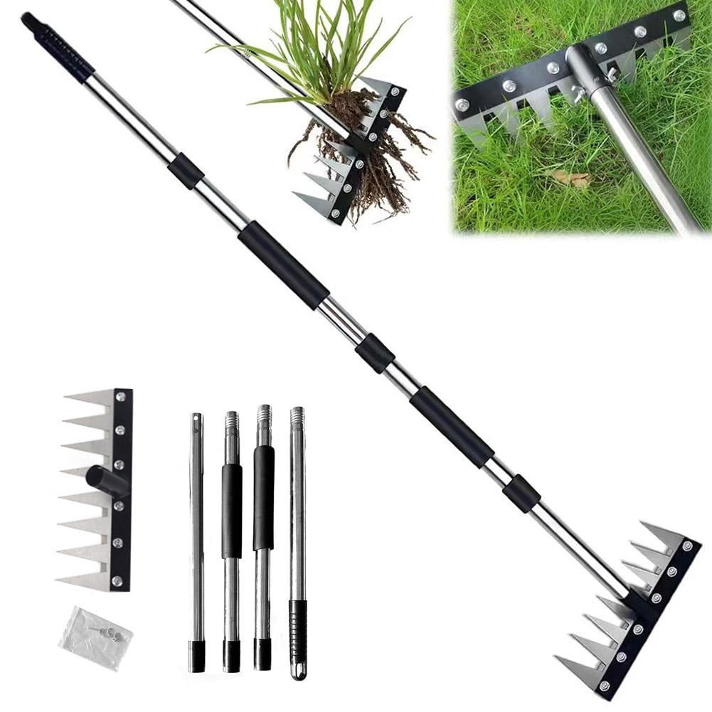 Manganese Steel Weed Puller with Long Handle, 61 Inch Manual Weeding Rake and Garden Hoe for Yard, Heavy Duty Uprooting Tool for Lawn and Garden