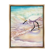 Stupell Industries Bird on Pastel Shore Animals & Insects Painting Brown Floater Framed Canvas Art Print Wall Art, 25 x 31