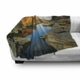 thumbnail image 3 of Canyon Soft Flannel Fleece Throw Blanket, Secret Small Ravine Between Pairs of Cliffs Erosion of River Carved Scene Print, Cozy Plush for Indoor and Outdoor Use, 50" x 60", Blue Orange, by Ambesonne, 3 of 6